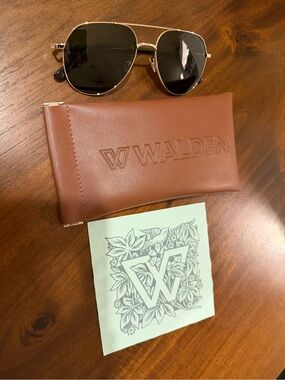 Huckberry Walden Eyewear Pinion Sunglasses Pilot Aviators Gold Green Lens